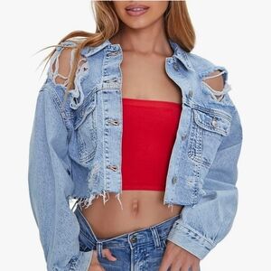 Distressed Light Blue Denim Jacket